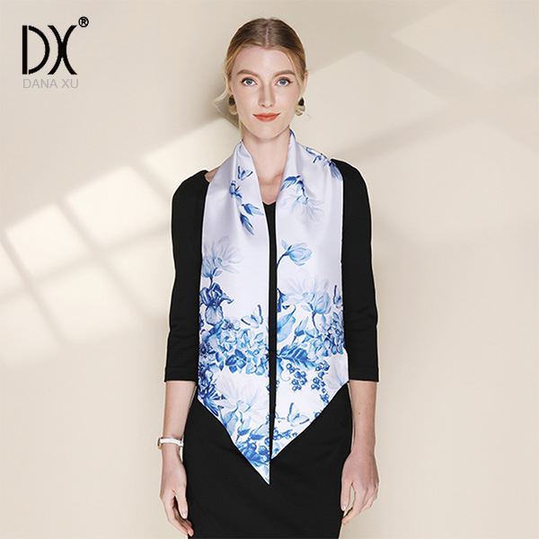 narrow silk scarf printed