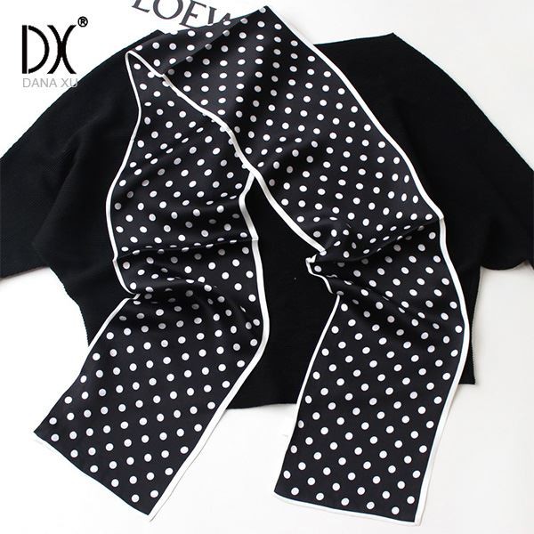 silk skinny black scarf Chinese