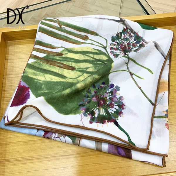 white silk pashmina silk shawl printed