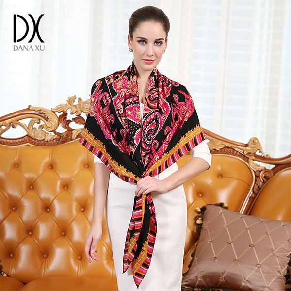 wool silk scarf womens red