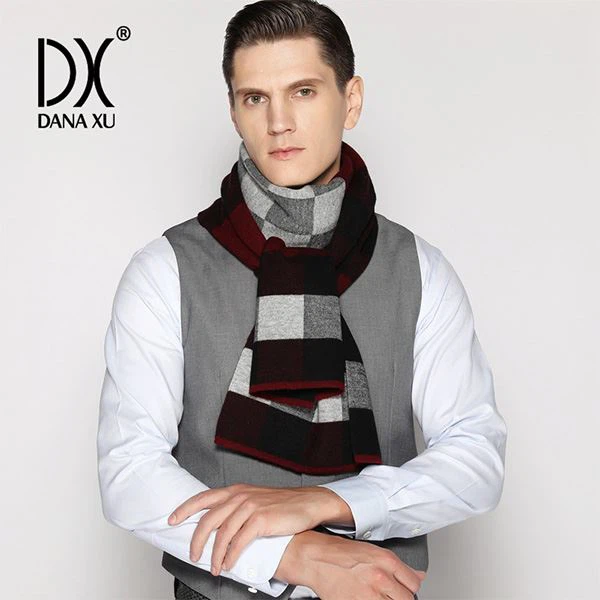 mens wool cashmere scarf red