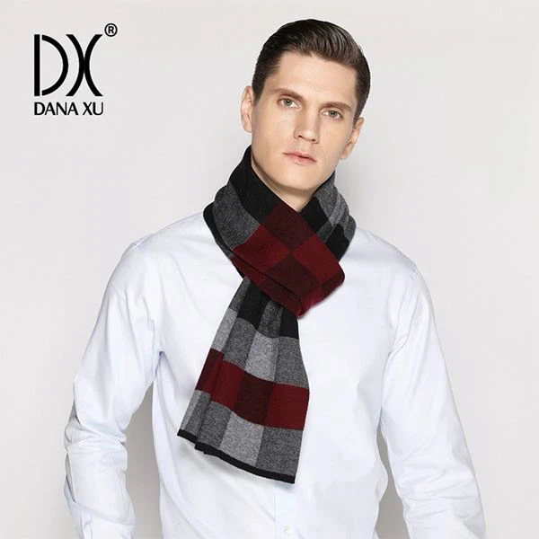 mens wool cashmere scarf dark
