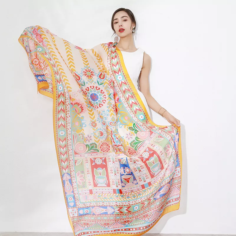 Wholesale Summer 100% Silk Chiffon Scarves-7