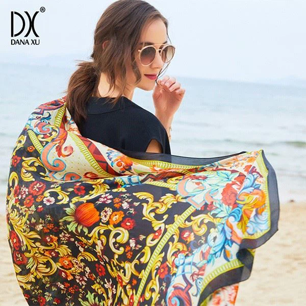 black silk shawl wrap print