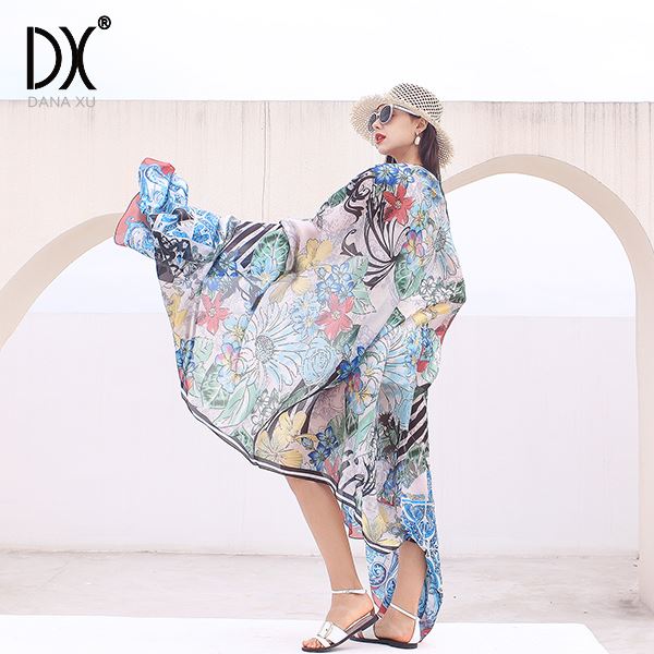 Floristic Silk Shawl Wrap for sale
