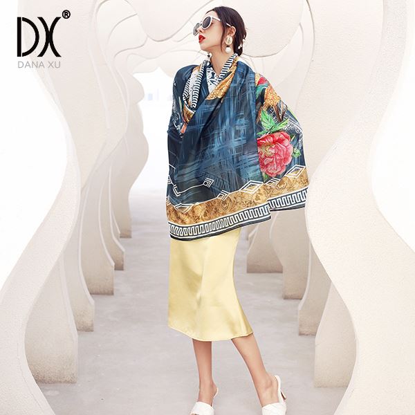 Customized Flower Silk Shawl Wrap