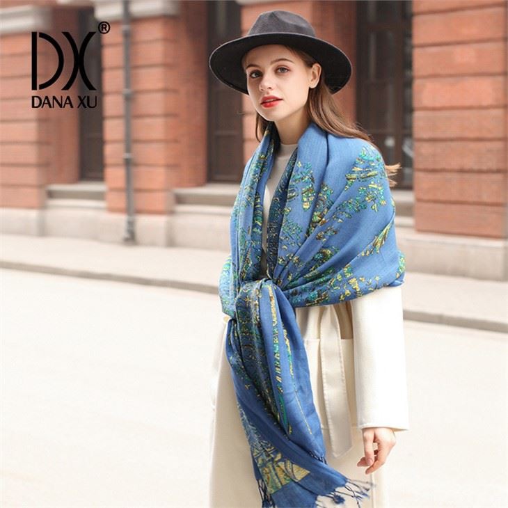 Fringed Wool Silk Scarf Womens suppliers