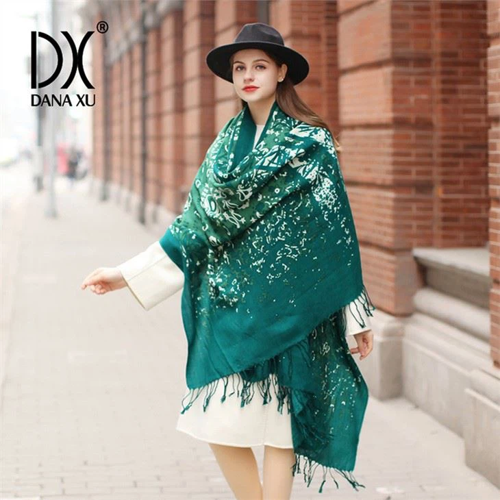 Green Brushed Wool Scarf for sale