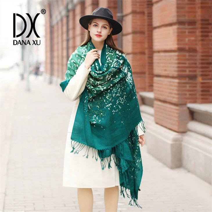 Customized Green Brushed Wool Scarf