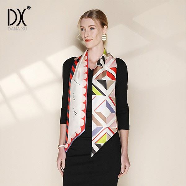 narrow silk scarf  red