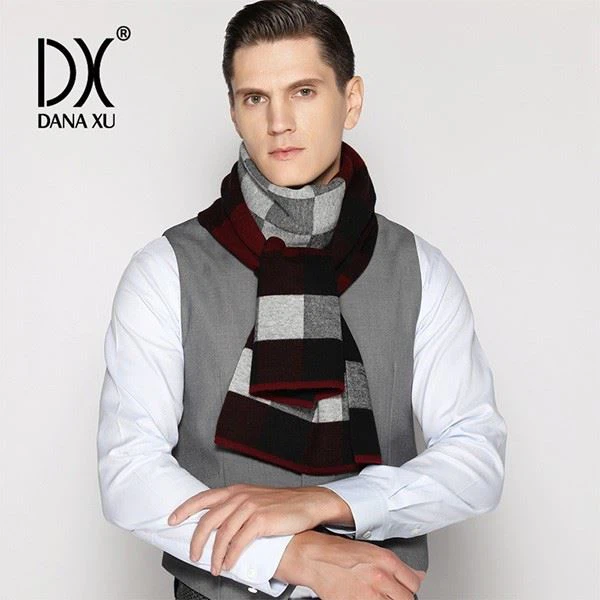 mens wool cashmere scarf red