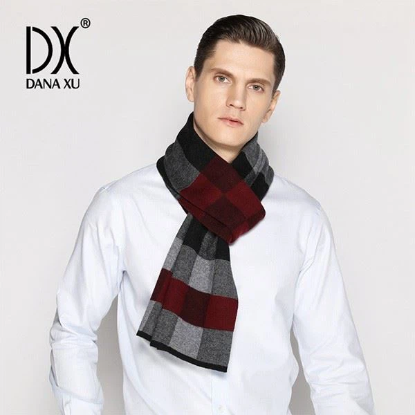mens wool cashmere scarf dark