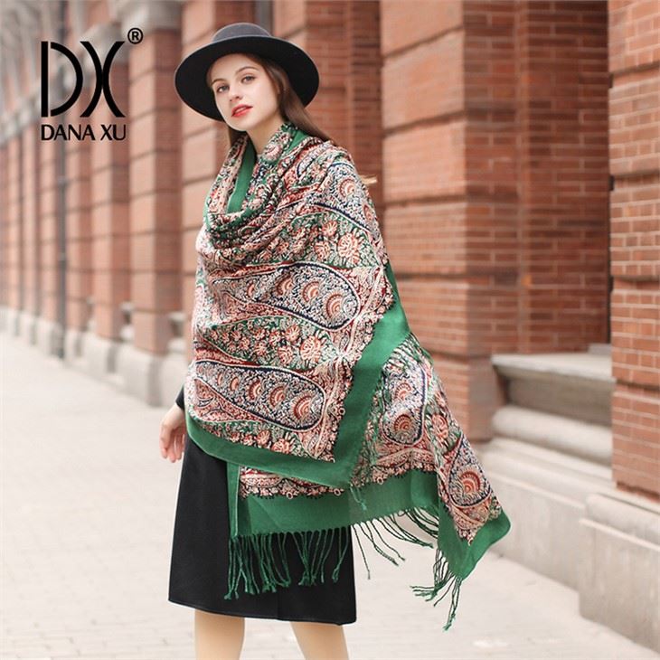 Pashmina Wool Knitted Scarf Embroidered suppliers