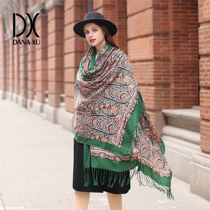 Pashmina Wool Knitted Scarf Embroidered Manufacturers