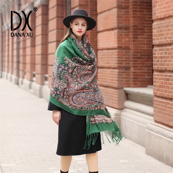 Pashmina Wool Knitted Scarf Embroidered for sale