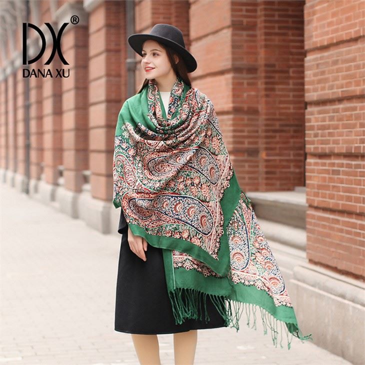 Customized Pashmina Wool Knitted Scarf Embroidered