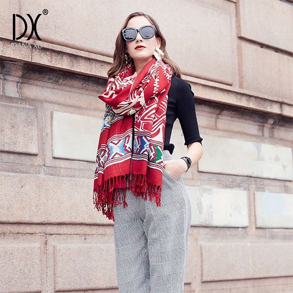 red wool scarf womens OEM