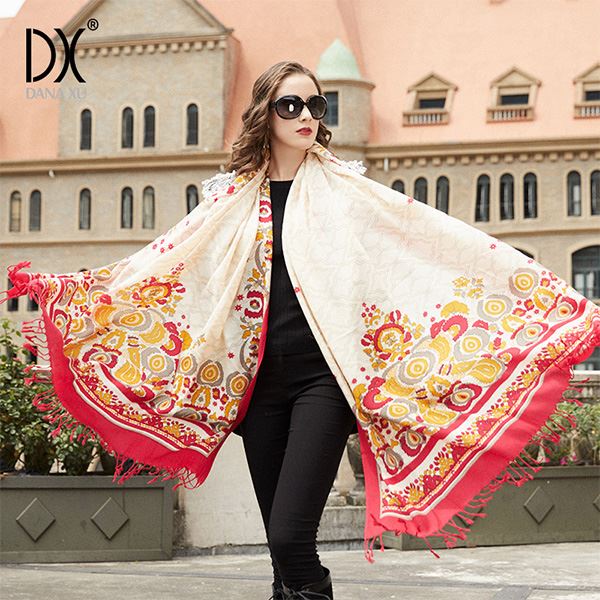 Red Wool Shawl Wrap
