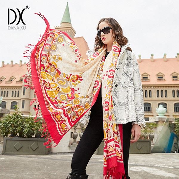 red wool shawl wrap 100%