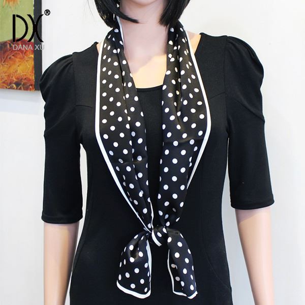 Silk Skinny Black Scarf