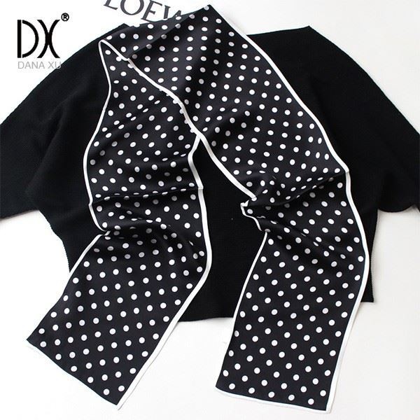 silk skinny black scarf Chinese