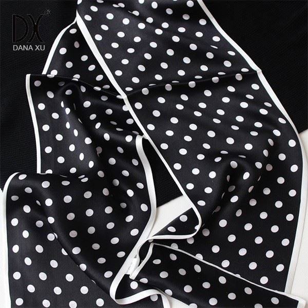 silk skinny black scarf custom