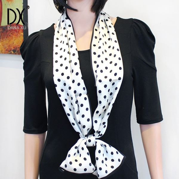 Skinny White Silk Scarf