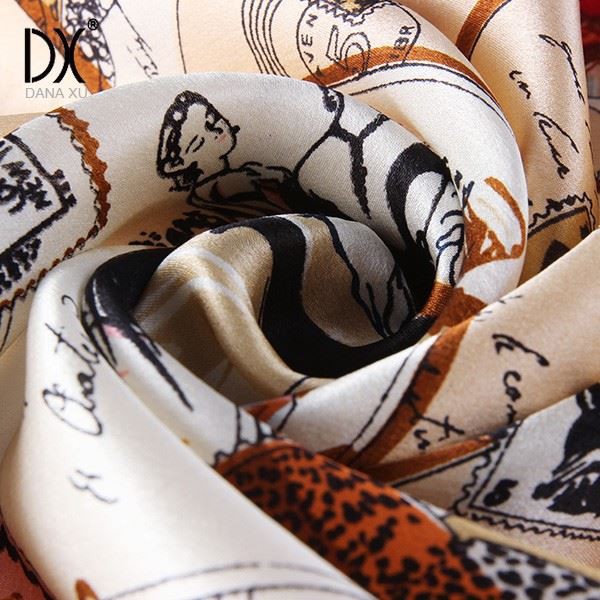 small silk neck scarves printed