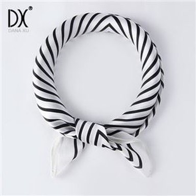 Silk Head Scarf Black and White