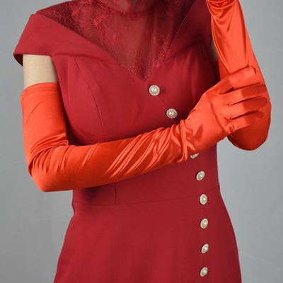 Customized Women Short Satin Gloves Wrist Length Gloves