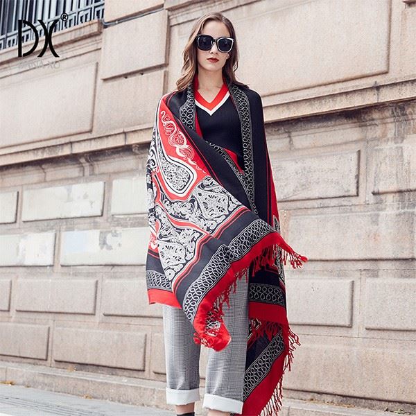 designer wool scarf womens red