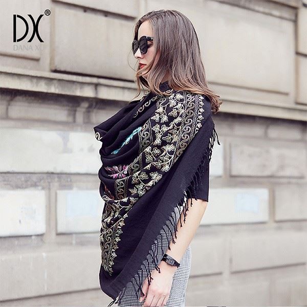 wool shawl wrap black customized