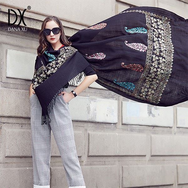 wool shawl wrap black