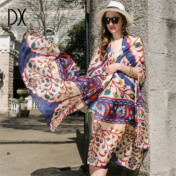  Digital Printed Pure Silk Shawl Wrap