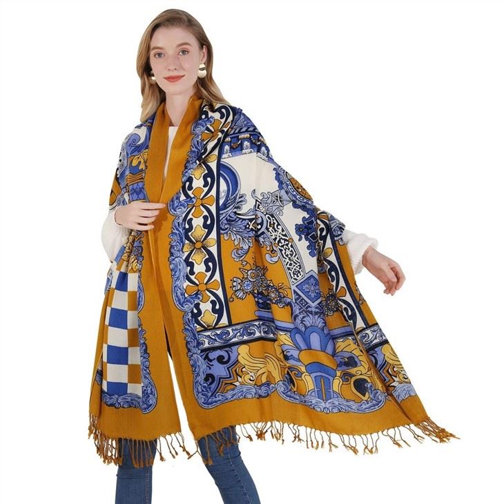 Customized 100% Pure Wool Pashmina Shawls Embroidery