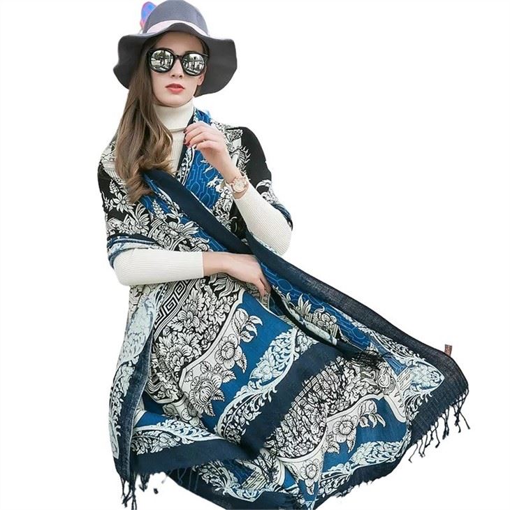 cheap Burgundy Print Cashmere Hijab Shawl