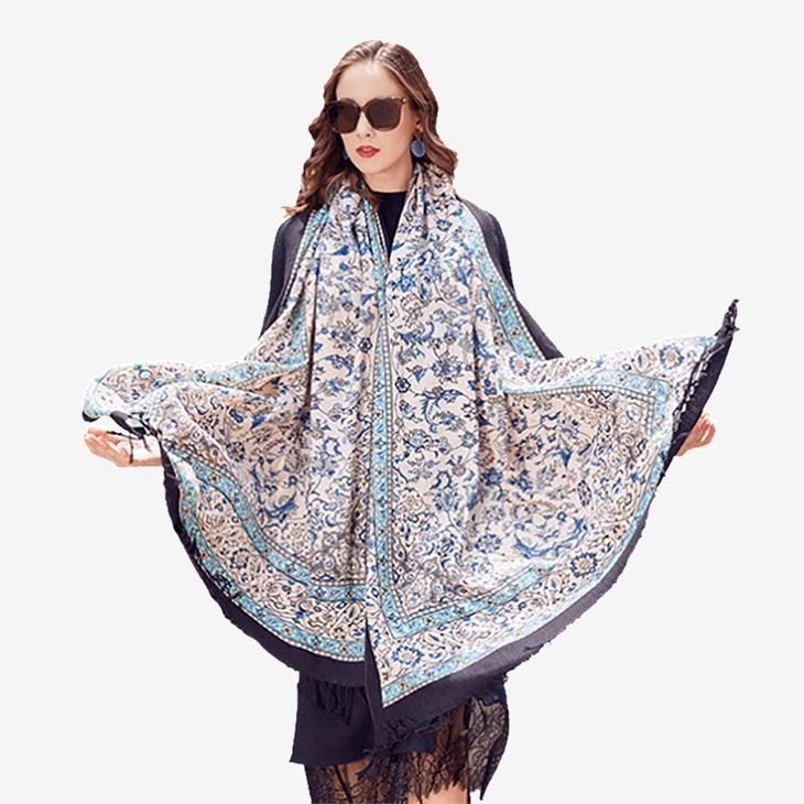 Custom Design 10% Silk 90% Wool Scarf