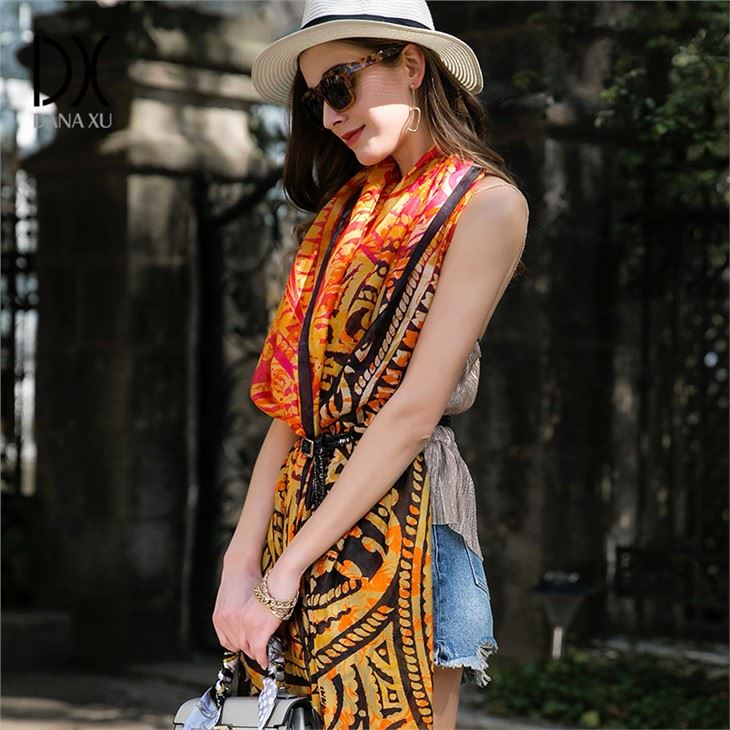 Printed Pure Silk Shawl Wrap For Women