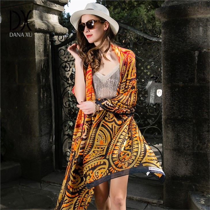 Digital Printed Pure Silk Shawl Wrap For Women suppliers
