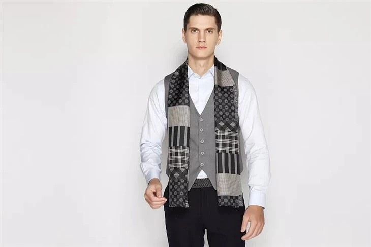 DX 2022 Custom Winter Pure Silk Scarf Luxury Plain Scarves For Men