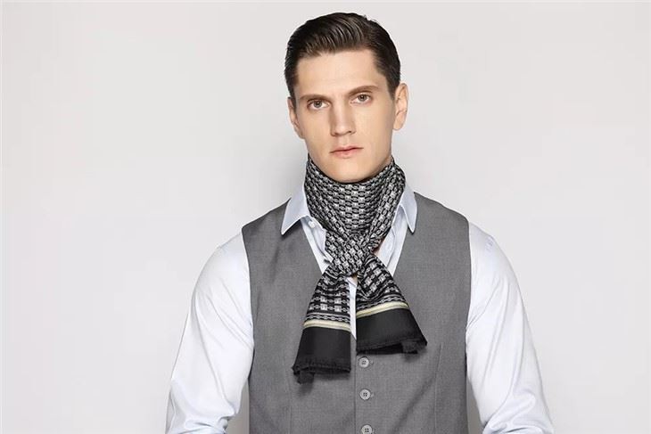 DX 2022 Pure Silk Scarves Long Scarf For Men Autumn Winter