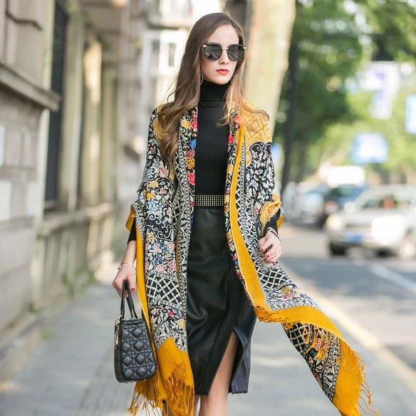 Exquisite Canary Silk  And Cashmere Blend Wrap