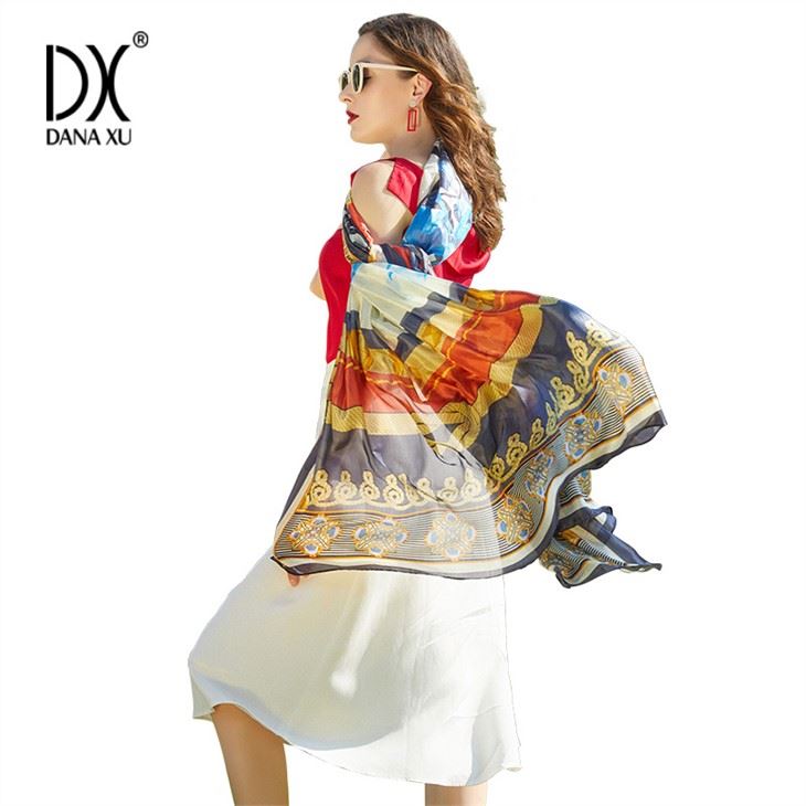 Floral Oversize Soft Shawl Beach Silk Wrap