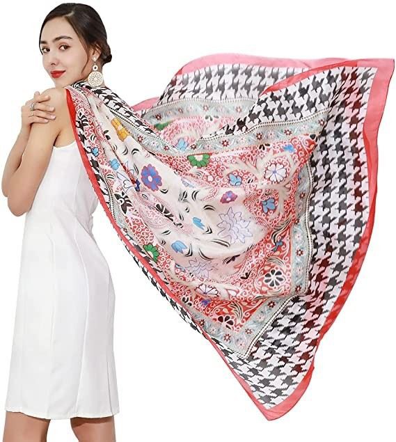 High Quality Digital Print Silk Square Scarf factory
