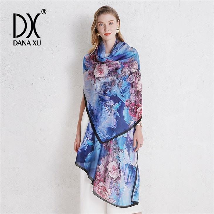 Ladies Fashion Printed Silk Square Scarf for sale