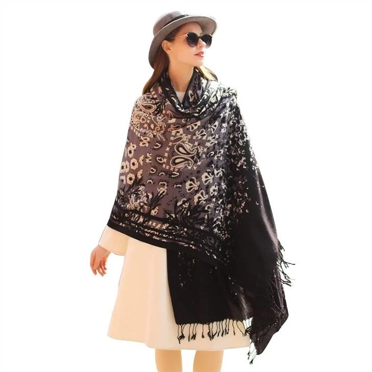 Customized Ladies Winter Cashmere Wool Shawls