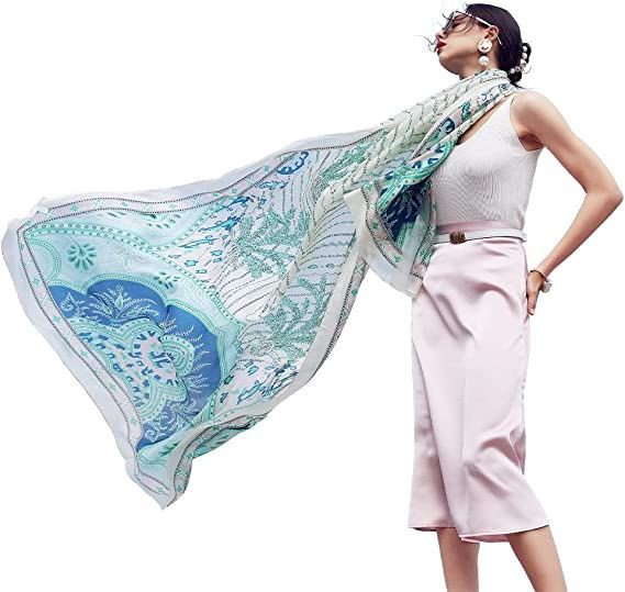 Mint Green Digital Print Square Scarves