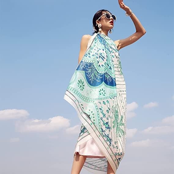 Mint Green Digital Print Square Scarves suppliers