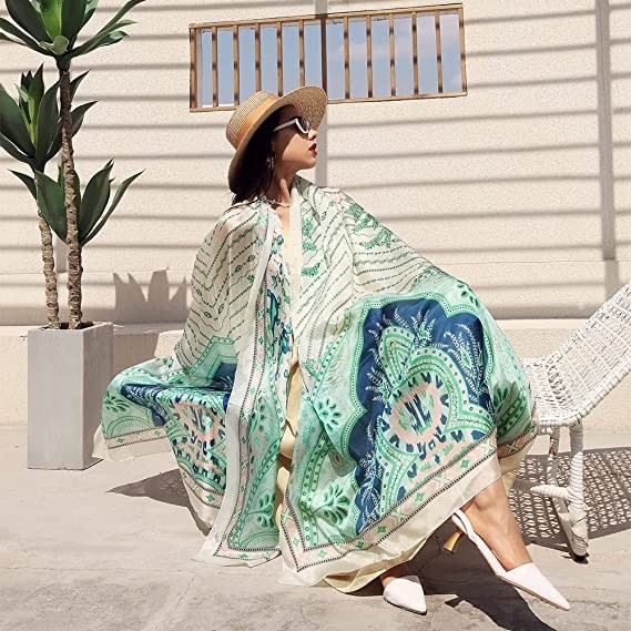 Mint Green Digital Print Square Scarves factory