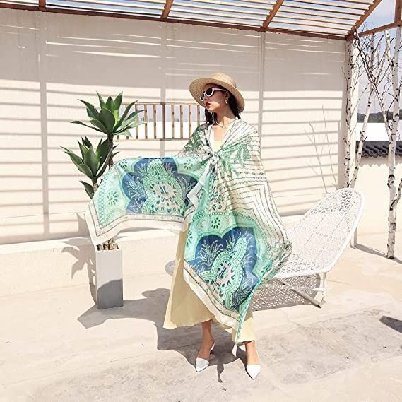 Mint Green Digital Print Square Scarves Manufacturers